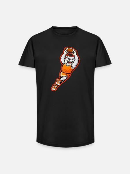 Bulldog Football Touchdown-Maskottchen - Long Fit Männer T-Shirt - Schwarz