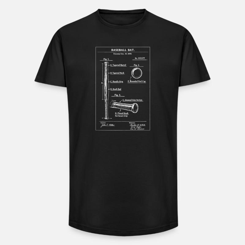 Baseballschläger-Patent-Bauplan - Long Fit Männer T-Shirt - Schwarz