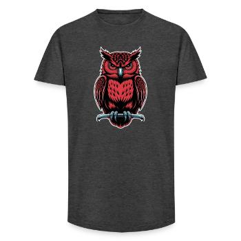  Rote Eule Nacht Eule Mystischer Uhu Für Gamer - Long Fit Männer T-Shirt - Anthrazit - Vorne - AI Model Male 185 light (185cm)