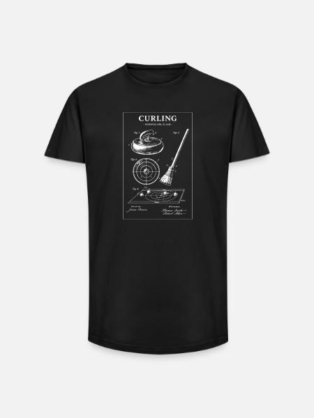Curling Blueprint Artwork - Long Fit Men's T-Shirt - black