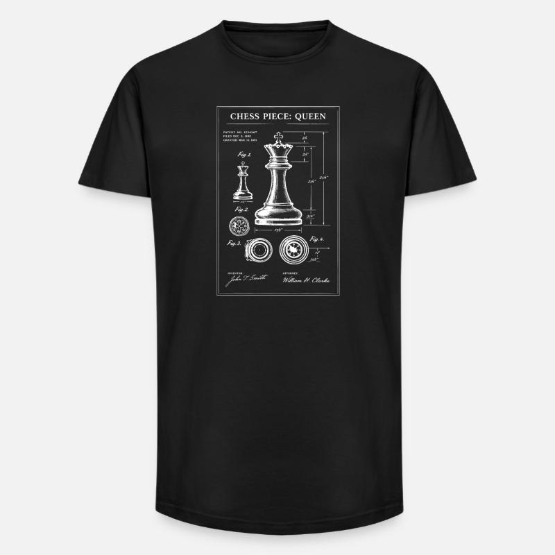 Plan d’échecs de la Dame - T-shirt coupe longue homme - noir