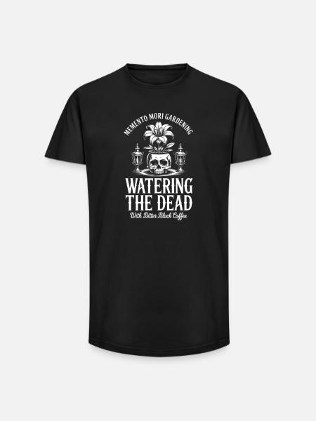 Watering the Dead Coffee Gothic Plant - Long Fit Men's T-Shirt - black