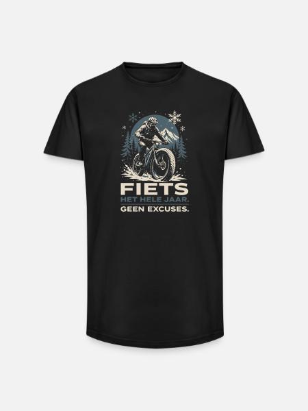 Vélo Toute l'Année - Pas d'Excuses Design - T-shirt coupe longue homme - noir