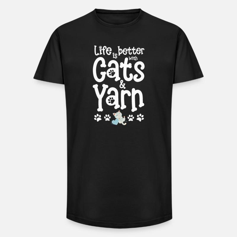 Katze Katzen - Long Fit Männer T-Shirt - Schwarz