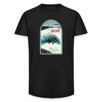 Vagues de Nazaré, Paradis du Surf - T-shirt coupe longue homme - noir - Devant - AI Model Male 185 light (185cm)