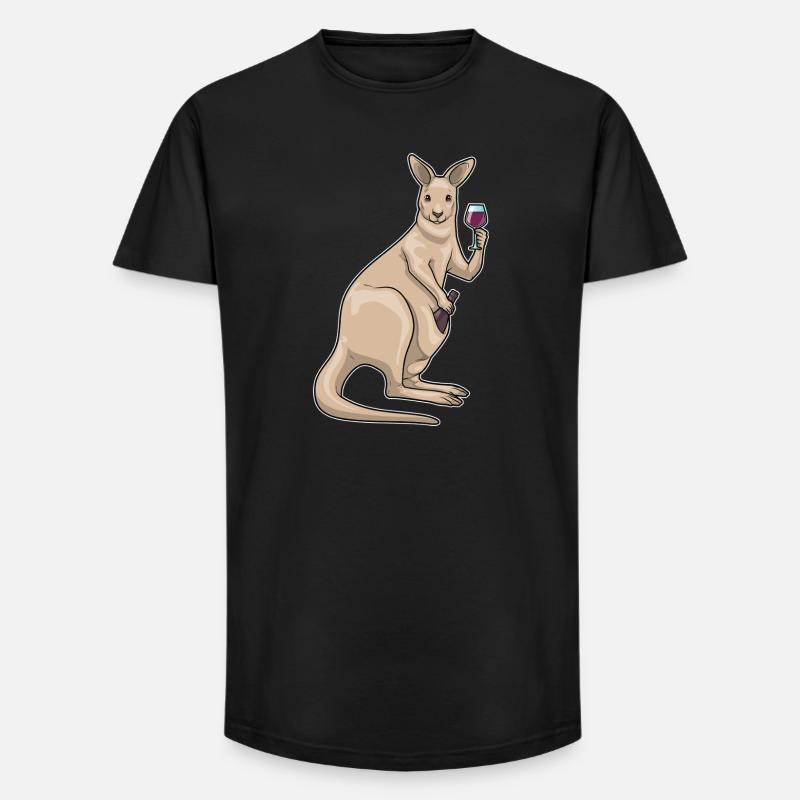 Kangaroo Red Wine - Long Fit Men's T-Shirt - black