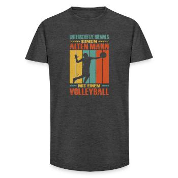 Volleyball Coach Gifts Volleyball Players - Long Fit Men's T-Shirt - charcoal grey - Front - AI Model Male 185 light (185cm)