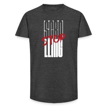 Stop Scrolling Typography design - Long Fit Men's T-Shirt - charcoal grey - Front - AI Model Male 185 light (185cm)
