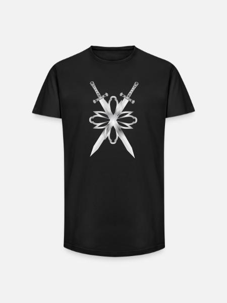 Deux épées ornées d’argent - T-shirt coupe longue homme - noir