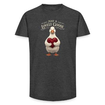 Liebevolle Valentinstag Gans mit Herz - Long Fit Männer T-Shirt - Anthrazit - Vorne - AI Model Male 185 light (185cm)
