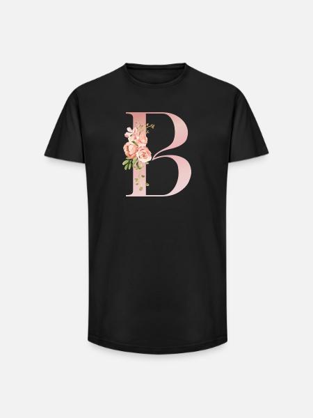B Florale Pastel - T-shirt coupe longue homme - noir
