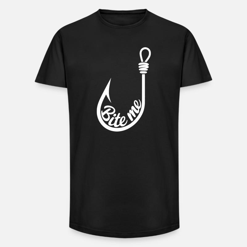 Bite Me Lure Hook Design - Long Fit Men's T-Shirt - black