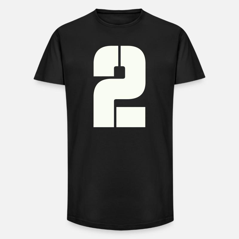 2 - Long Fit Männer T-Shirt - Schwarz
