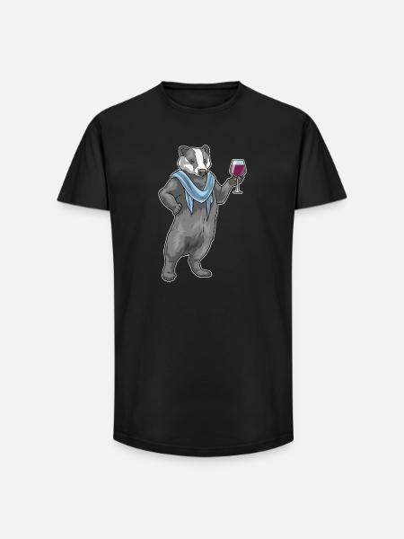 Dachs Rotwein - Long Fit Männer T-Shirt - Schwarz