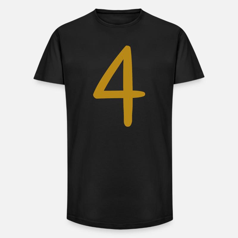 4 - Long Fit Männer T-Shirt - Schwarz