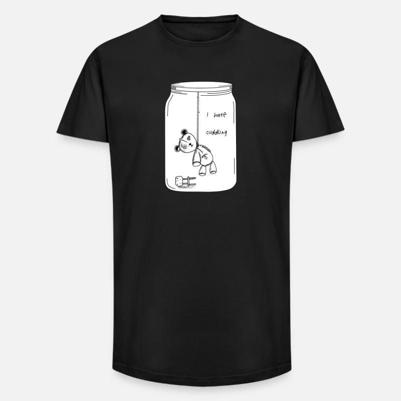 I hate cuddling (BW Version) - Long Fit Men's T-Shirt - black