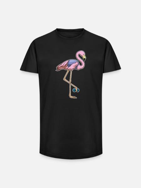 Flamingo Bodybuilder Dumbbell Bodybuilding - Long Fit Men's T-Shirt - black