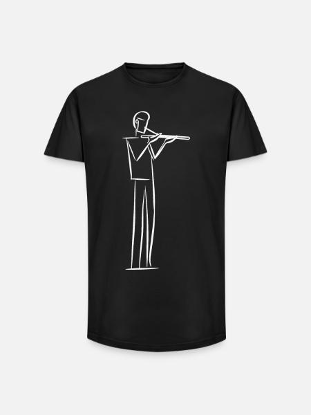 Flautist Line Art - Long Fit Men's T-Shirt - black
