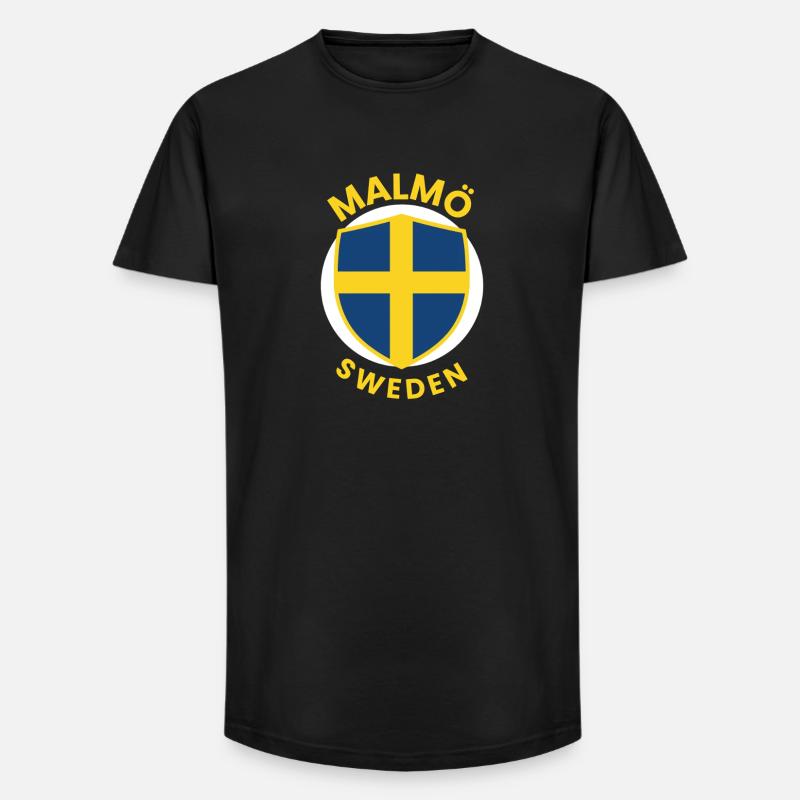 Malmö Sweden Shield - Long Fit Männer T-Shirt - Schwarz