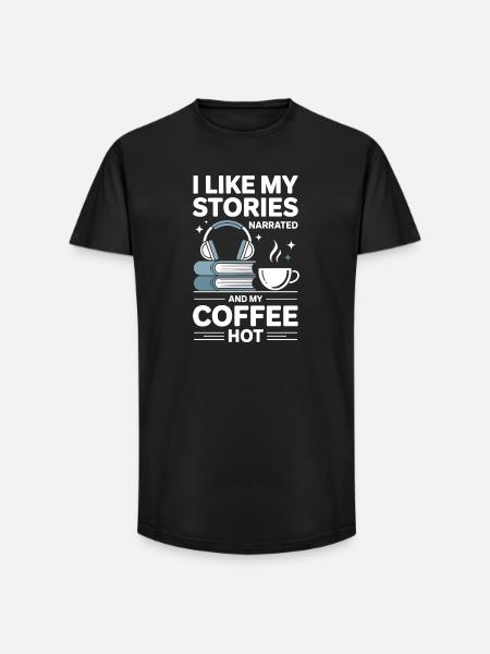 Coffee Lover Audiobook Passion Gift - Long Fit Men's T-Shirt - black