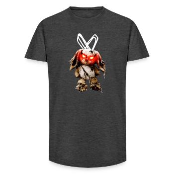 Dark stuffed bunny bunny with red eyes - Long Fit Men's T-Shirt - charcoal grey - Front - AI Model Male 185 light (185cm)