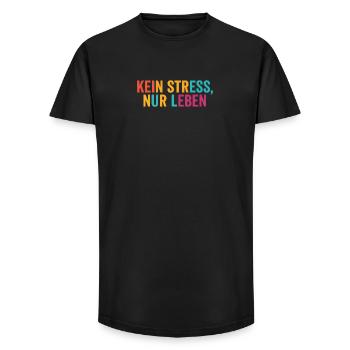 Kein Stress, einfach leben - Long Fit Männer T-Shirt - Schwarz - Vorne - AI Model Male 185 light (185cm)