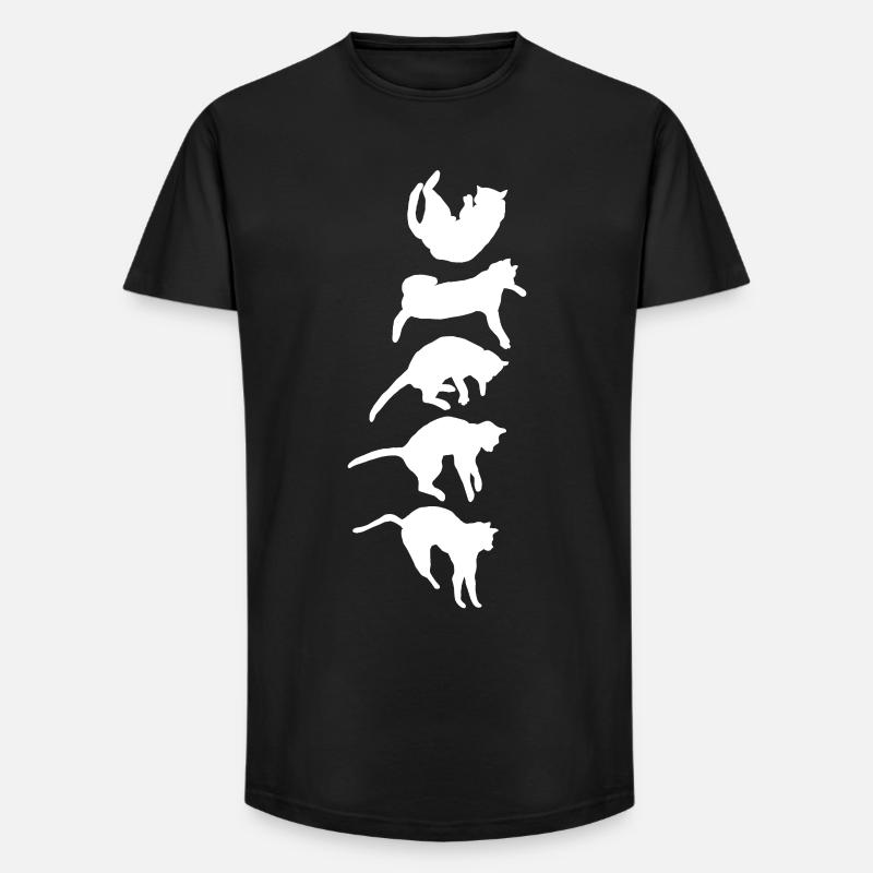 Aufrichtreflex der fallenden Katze - Long Fit Männer T-Shirt - Schwarz