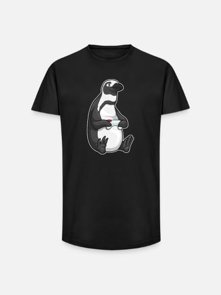 Penguin Gamer Controller - Long Fit Men's T-Shirt - black