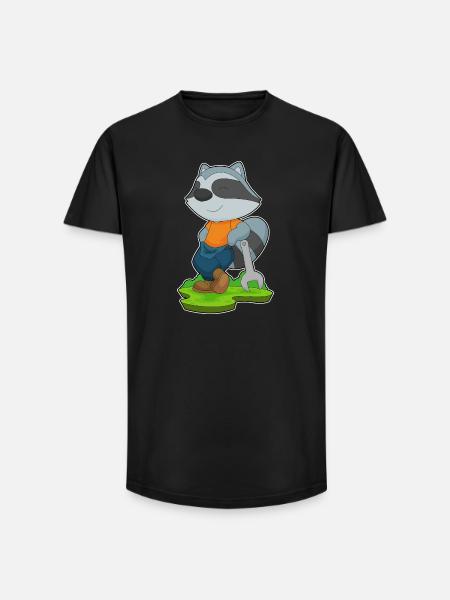 Raccoon Mechanic Wrench Workshop - Long Fit Men's T-Shirt - black