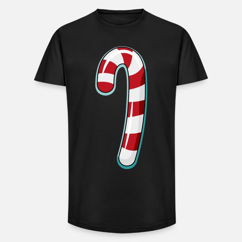 Conception rayée de canne de bonbon - T-shirt coupe longue homme - noir