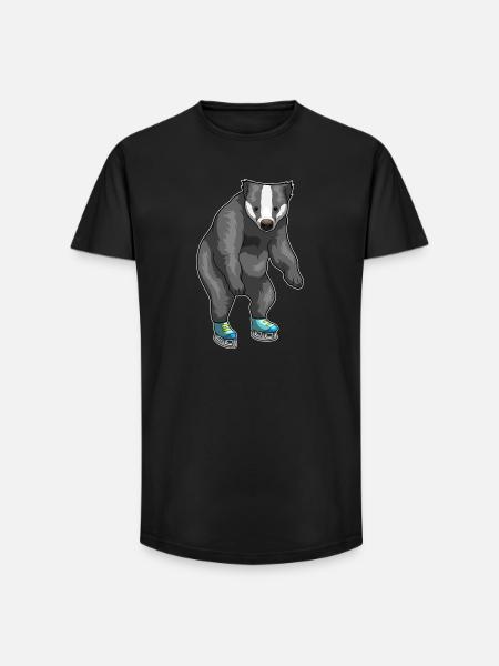 Dachs Eislaufen Schlittschuhe - Long Fit Männer T-Shirt - Schwarz