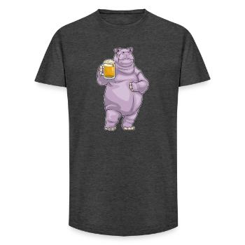 Nilpferd Bier - Long Fit Männer T-Shirt - Anthrazit - Vorne - AI Model Male 185 light (185cm)