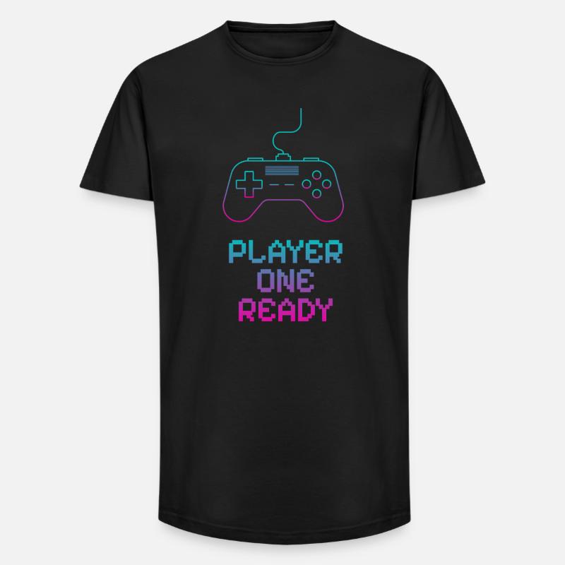 Neon Gaming Controller Design - Long Fit Männer T-Shirt - Schwarz