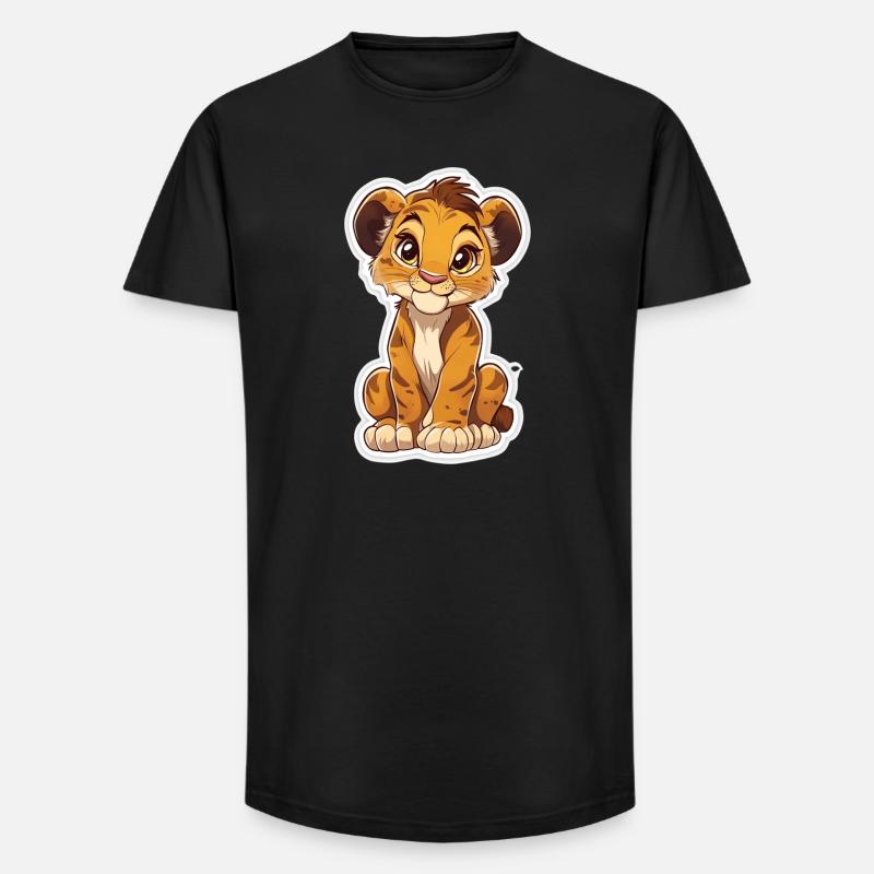 Löwe - Long Fit Männer T-Shirt - Schwarz