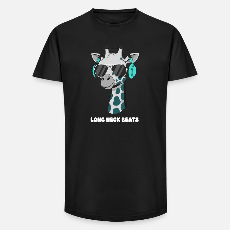 GiraffenDJ mit Kopfhörer - Long Fit Männer T-Shirt - Schwarz