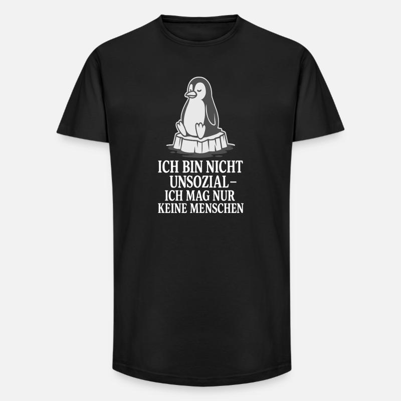Pinguin auf Eis mit Spruch - Long Fit Men's T-Shirt - black