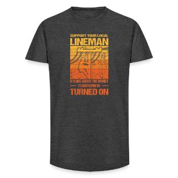 Electronics Technician Electrician Gifts - Long Fit Men's T-Shirt - charcoal grey - Front - AI Model Male 185 light (185cm)