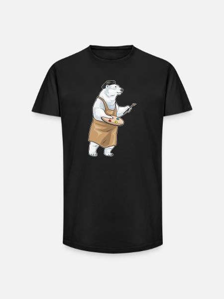 Polar Bear Painter Brush Painting - Long Fit Men's T-Shirt - black