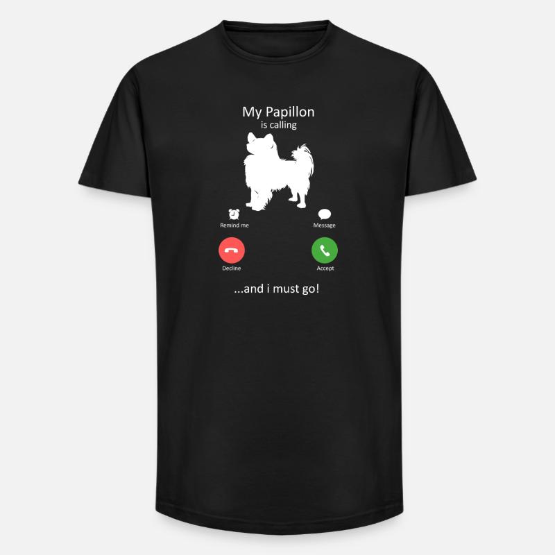 Papillon Dog Calling Smartphone Interface - Long Fit Men's T-Shirt - black
