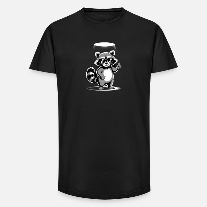 Waschbär mit Sonnenbrille - Long Fit Männer T-Shirt - Schwarz