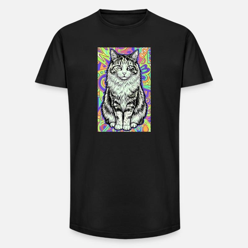 cat - Long Fit Men's T-Shirt - black