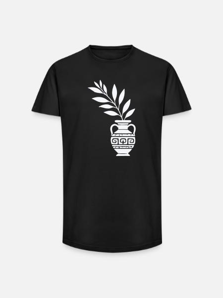 Antique Vase with Leaf Branches - Long Fit Men's T-Shirt - black