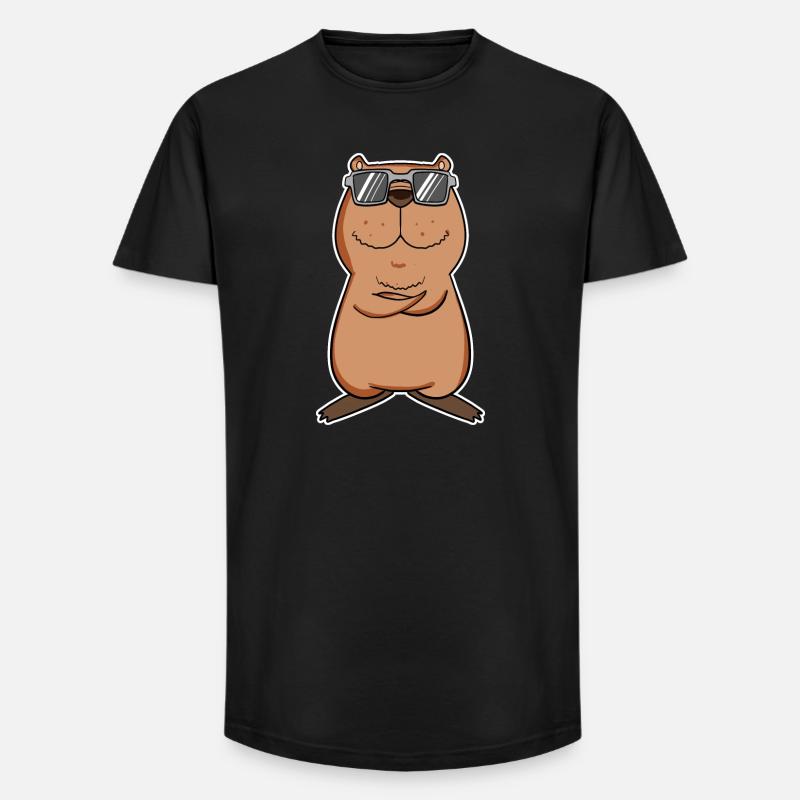 Capybara - Long Fit Männer T-Shirt - Schwarz