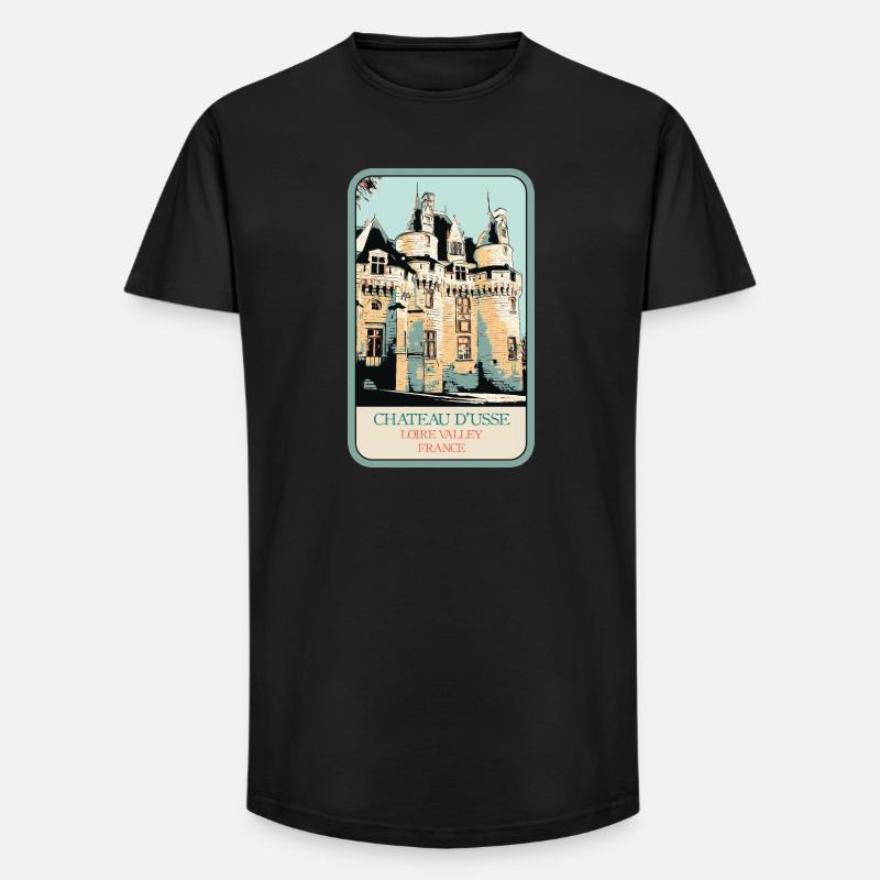 Château d'Ussé, Loire-Tal - Long Fit Männer T-Shirt - Schwarz