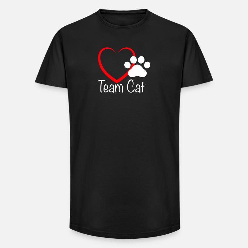 Team Cat mit Herzchen - Long Fit Männer T-Shirt - Schwarz