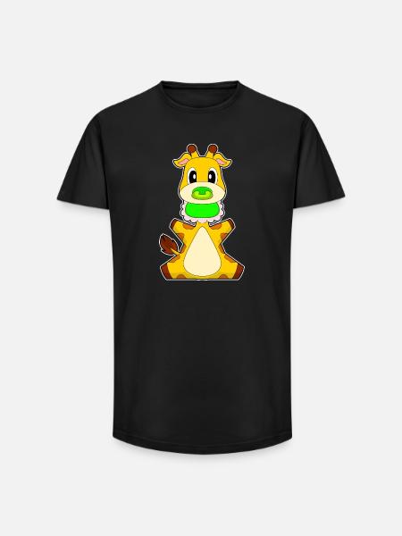 Giraffe Baby Bib Pacifier - Long Fit Men's T-Shirt - black
