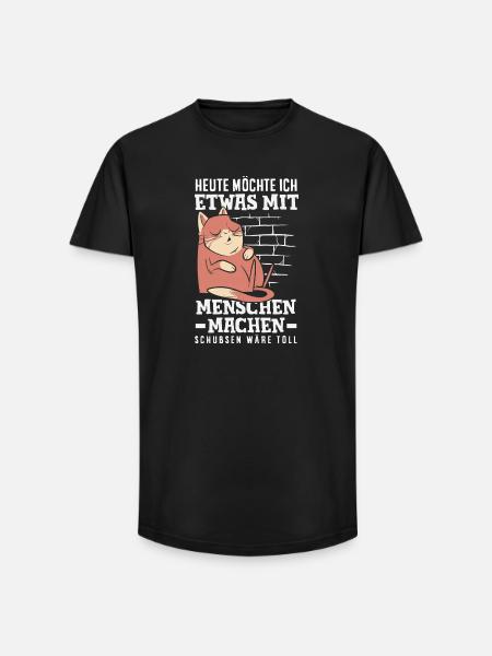 Heute möchte ich Menschen schubsen - Long Fit Männer T-Shirt - Schwarz