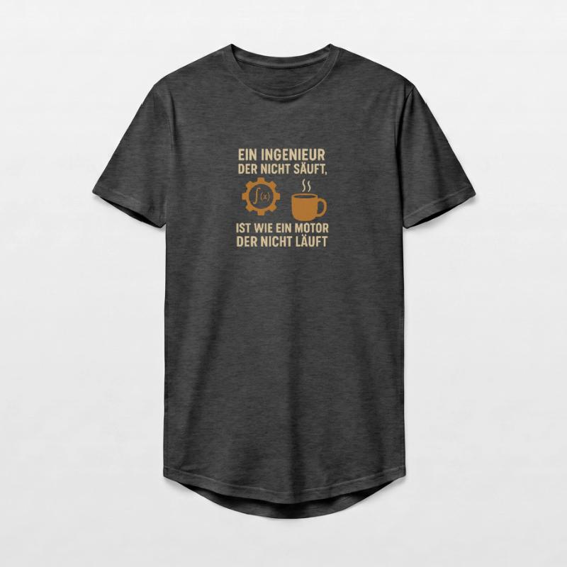 Engineer Humor Coffee Engine Long Fit Men's T-Shirt