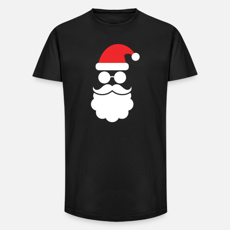 Weihnachtsmann mit Bart Minimal Kopf Design - Long Fit Männer T-Shirt - Schwarz