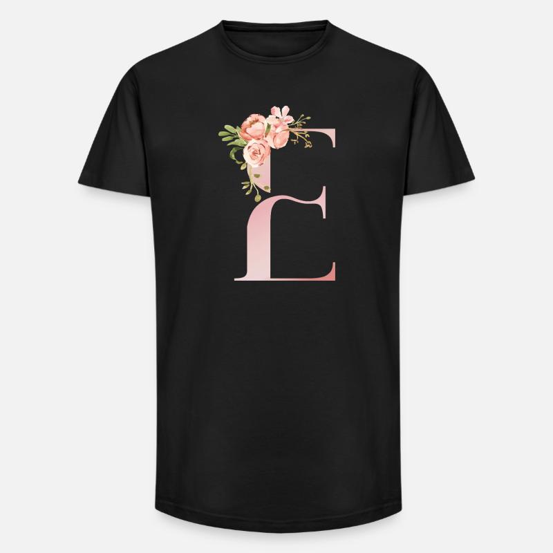 Pastellflorales Monogramm E - Long Fit Männer T-Shirt - Schwarz